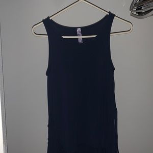 Dark blue tank top with side fringe size small